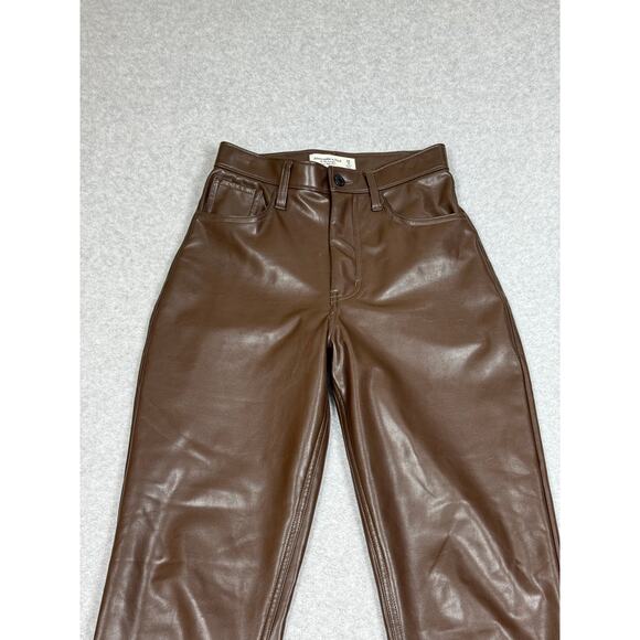 Abercrombie & Fitch Womens Size 0/25 Curve Love 90's Straight Faux Leather Pants - Picture 12 of 14